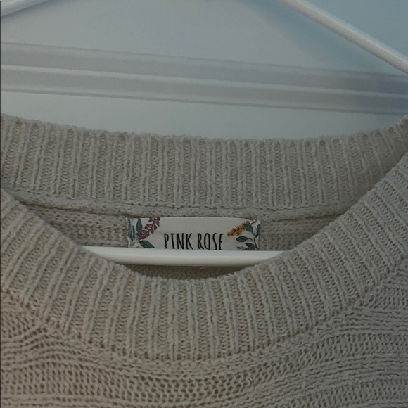 Pink Rose Cream Ribbed Sweater - Picture 2 of 4